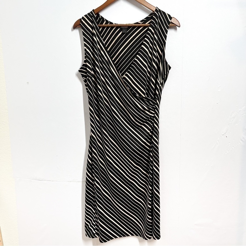 Express Wrap Dress Midi Striped Size 14 Women Stretch Sleeveless Below Knee
